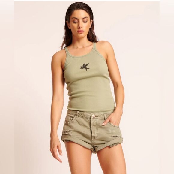 One Teaspoon Bandits faded green super khaki shorts 29 NWT - Picture 1 of 13